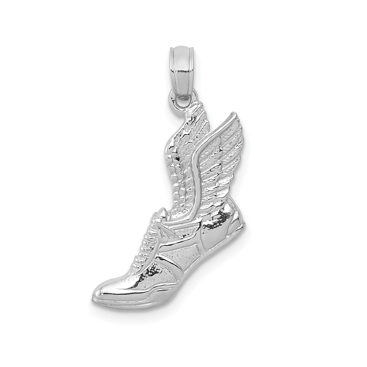 14k White Gold Winged Sneaker Pendant, Hermes Inspired Running Shoe Charm for Men or Unisex
