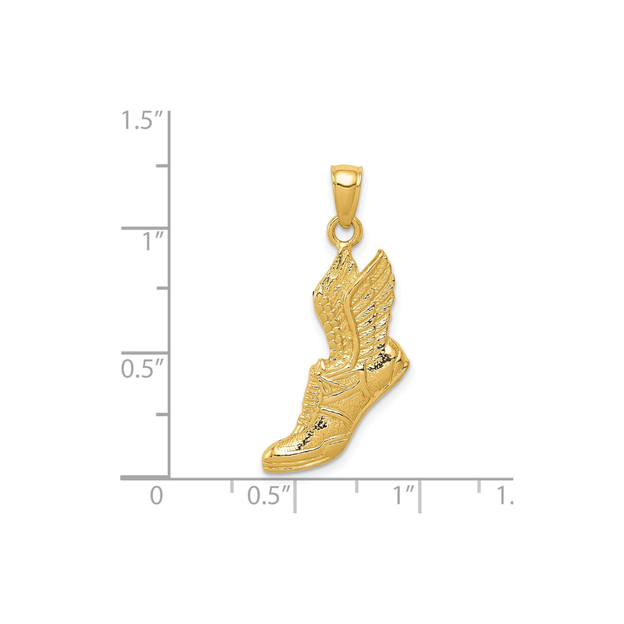 14k Yellow Gold Winged Sneaker Pendant, Athletic Shoe Charm, Myth-Inspired Sports Jewelry