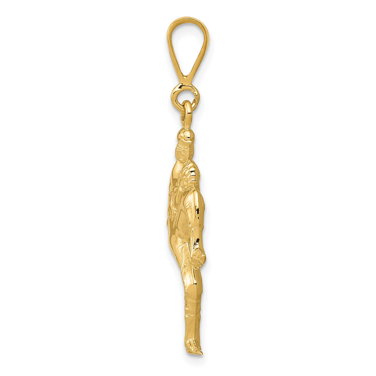 14k Yellow Gold Baseball Pitcher Pendant, Detailed Sports Charm in Mid-Pitch Pose for Men