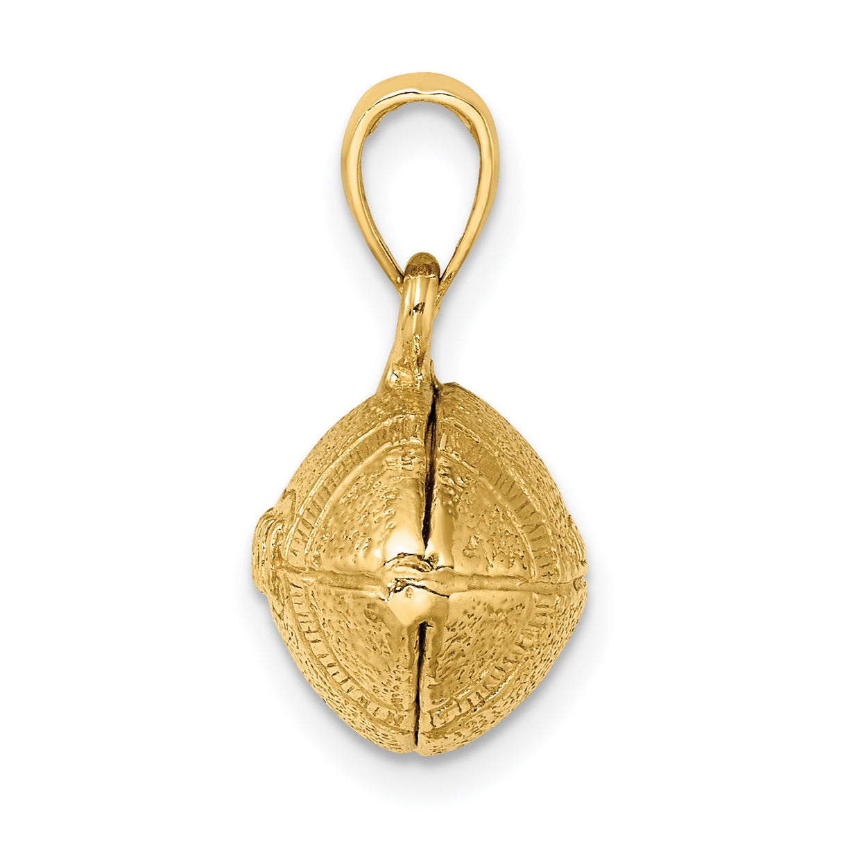 14k Yellow Gold Football Pendant with Stitched Texture, Unisex Sports Charm