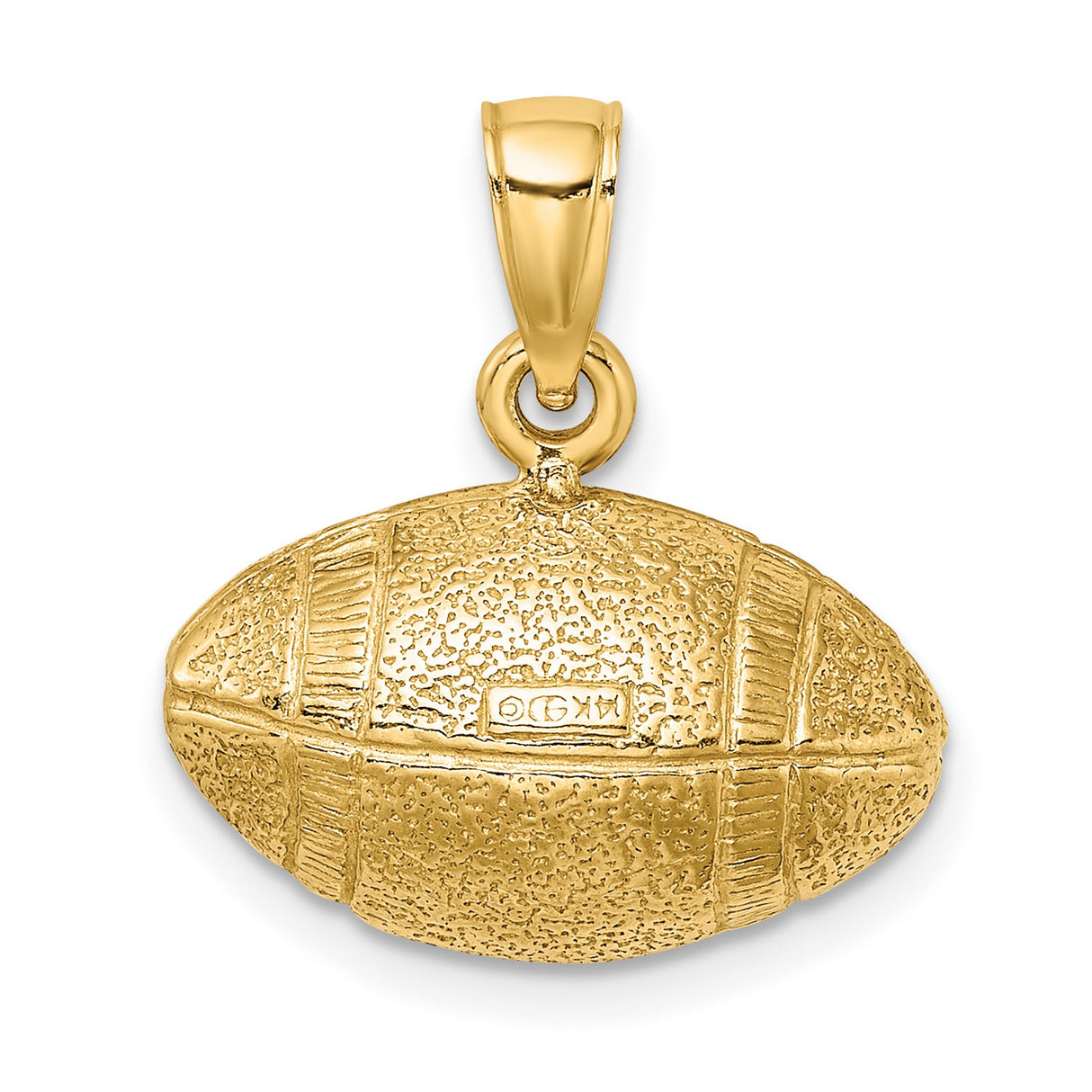 14k Yellow Gold Football Pendant with Stitched Texture, Unisex Sports Charm