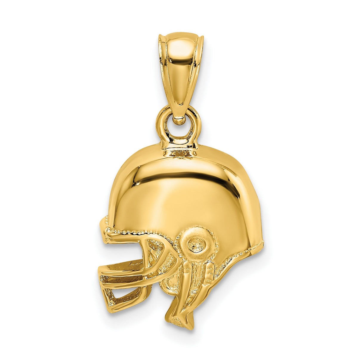 14k Yellow Gold Football Helmet Pendant, Sports Charm Symbolizing Protection and Team Spirit for Men
