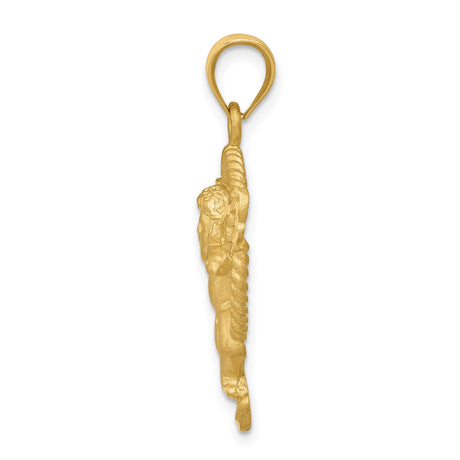 14k Yellow Gold Angel Pendant with Cherub and Outstretched Wings in Rope Circle