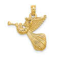 14k Yellow Gold Angel Pendant, Trumpet Blowing Design, Symbol of Faith and Protection