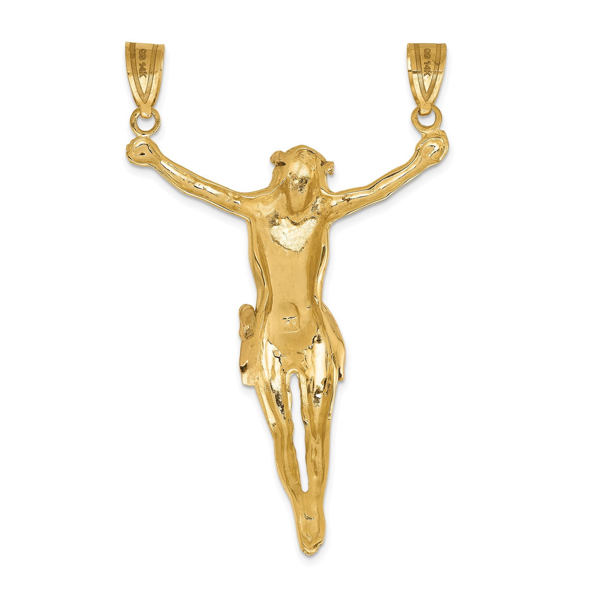 14k Two-Tone Gold Crucifix Pendant with Jesus, Rose Gold Crown and Loincloth, Catholic Cross Charm