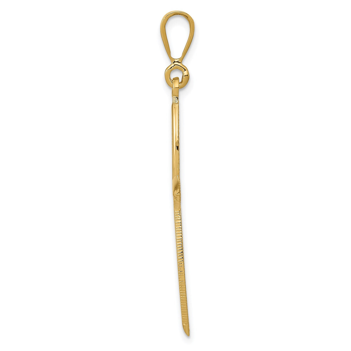 14k Yellow Gold Cross Pendant with Floral Ribbon Motif and Openwork Design