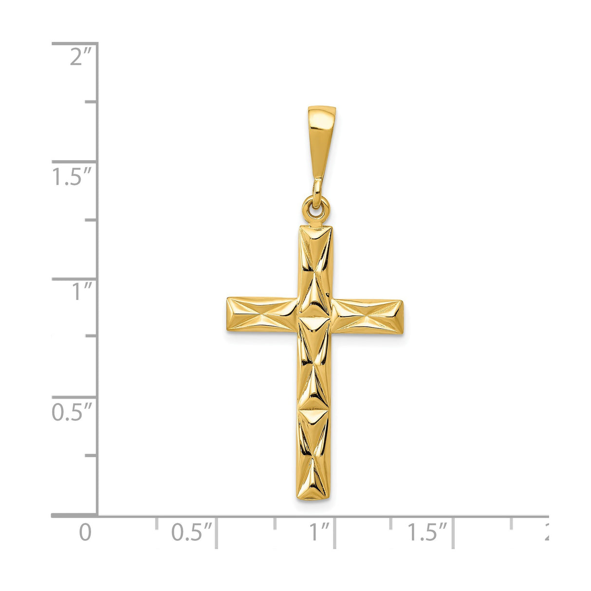 14k Yellow Gold Reversible Latin Cross Pendant with Polished and Faceted Design