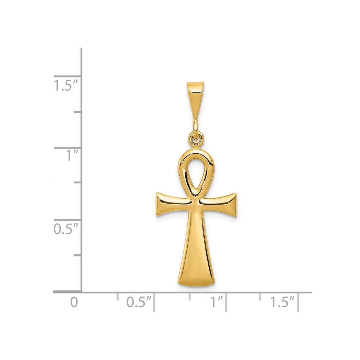 14k Yellow Gold Ankh Reversible Cross Pendant, Egyptian Symbol, Glossy Religious Charm