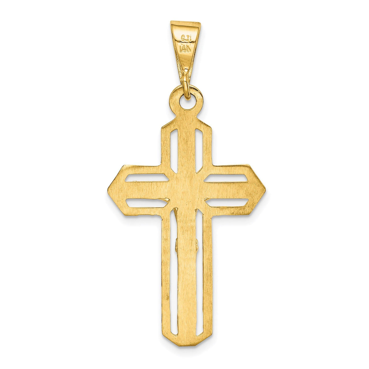 14k Yellow Gold Crucifix Cross Pendant with Detailed Jesus Figure, Religious Christian Charm