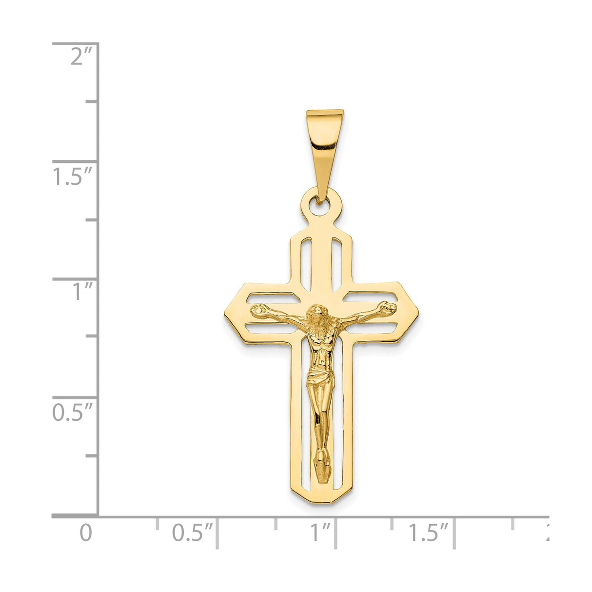 14k Yellow Gold Crucifix Cross Pendant with Detailed Jesus Figure, Religious Christian Charm