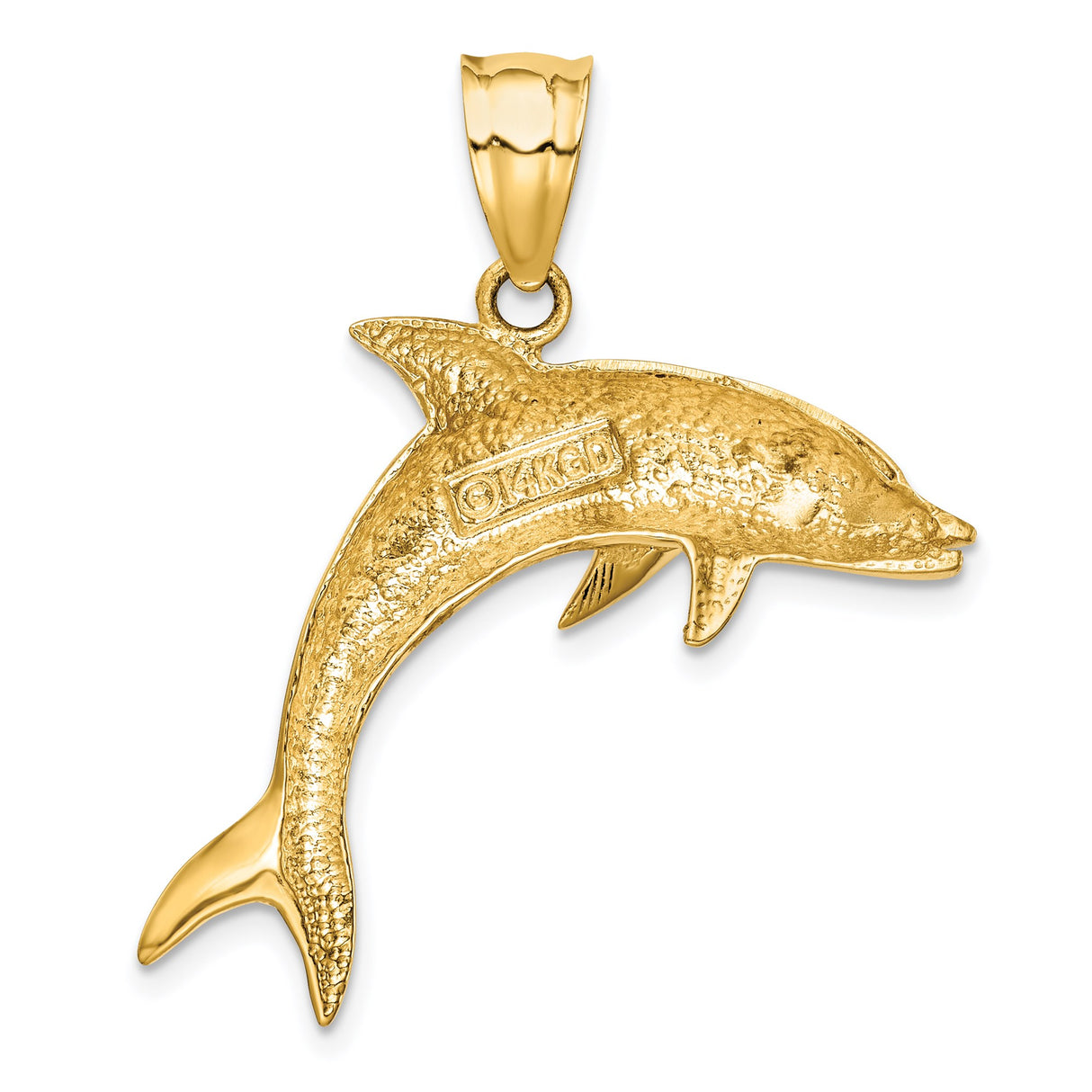 14k Yellow Gold Dolphin Pendant, High Polish Nautical Charm with Ocean Design for Women or Unisex