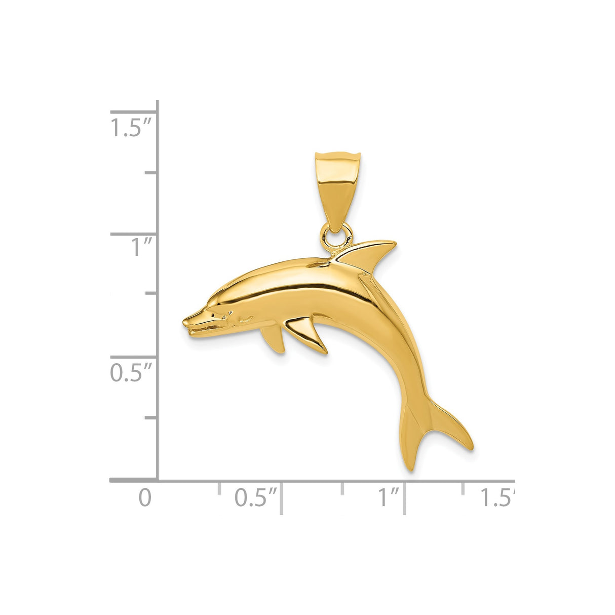 14k Yellow Gold Dolphin Pendant, High Polish Nautical Charm with Ocean Design for Women or Unisex