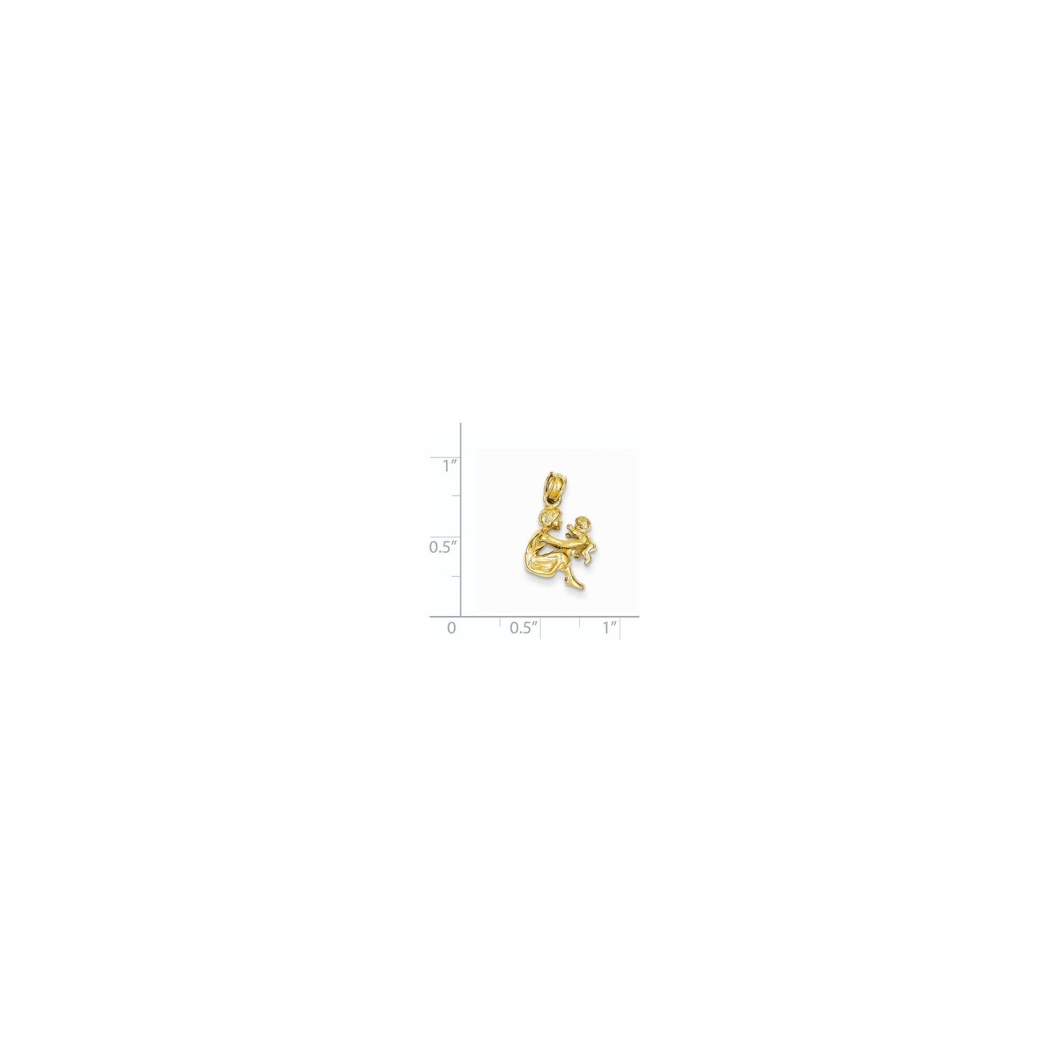 14k Yellow Gold Mother Holding Baby Pendant, Symbol of Maternal Love and Family