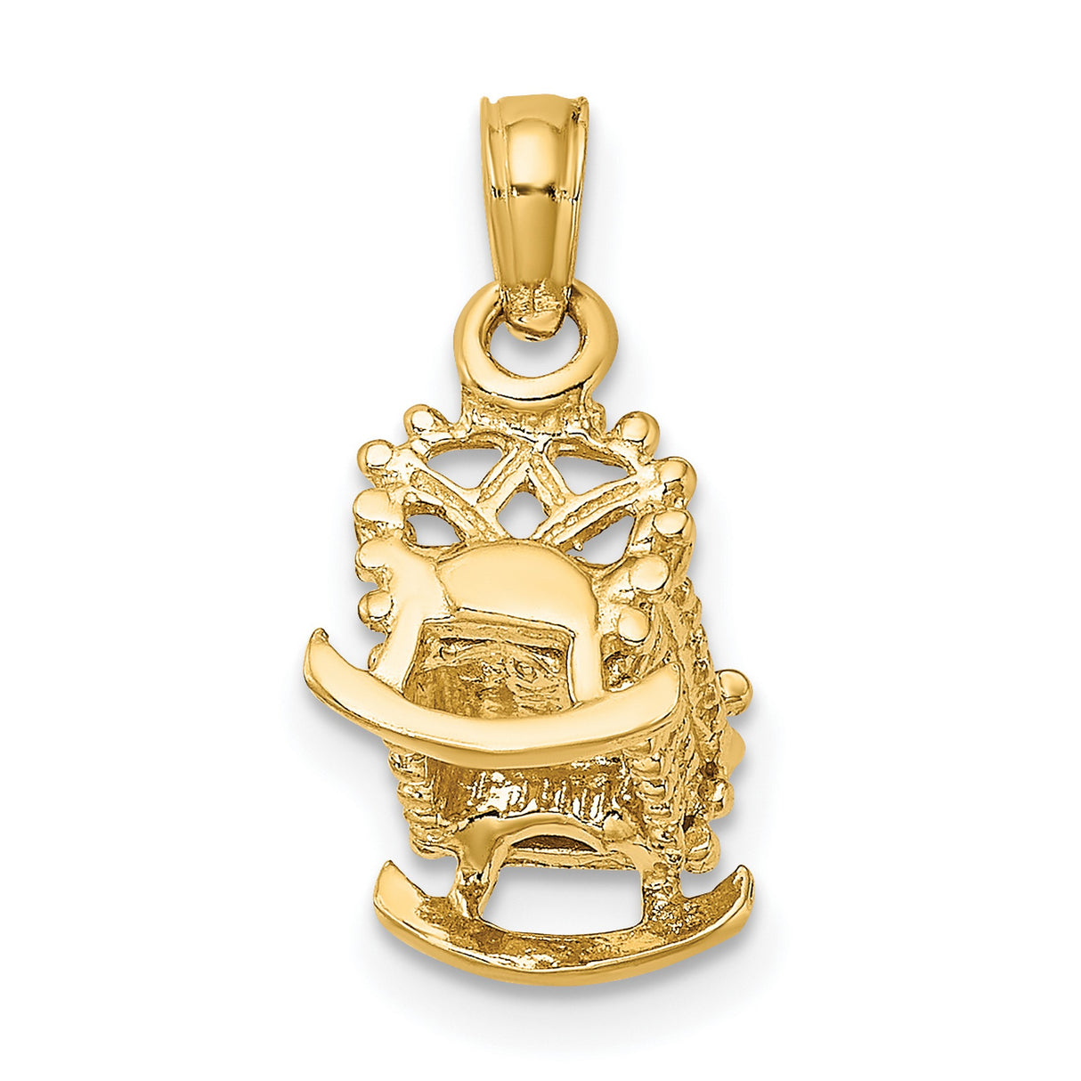 14k Yellow Gold Rocking Chair Pendant, Detailed Textured Design, Sentimental Keepsake Charm