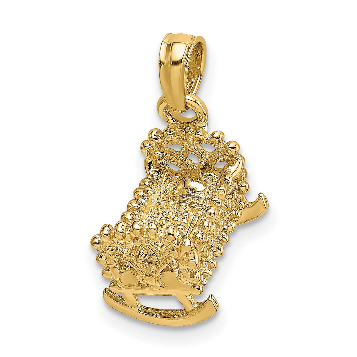 14k Yellow Gold Rocking Chair Pendant, Detailed Textured Design, Sentimental Keepsake Charm