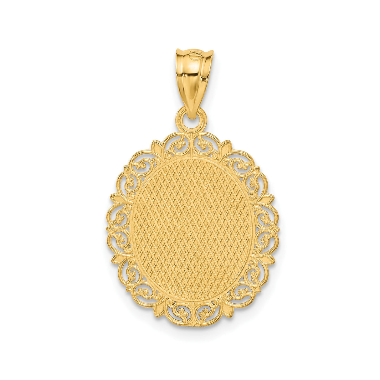 14k Yellow Gold Aries Zodiac Pendant with Ram Symbol and Filigree Border