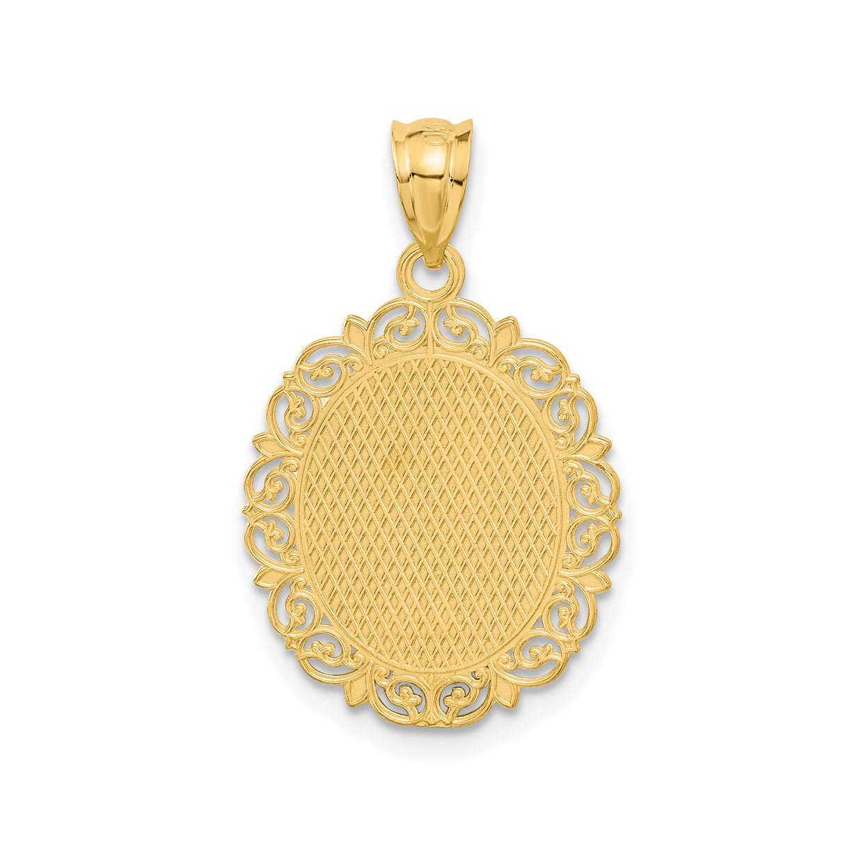 14k Yellow Gold Leo Zodiac Pendant with Filigree Border and Lion Symbol Charm