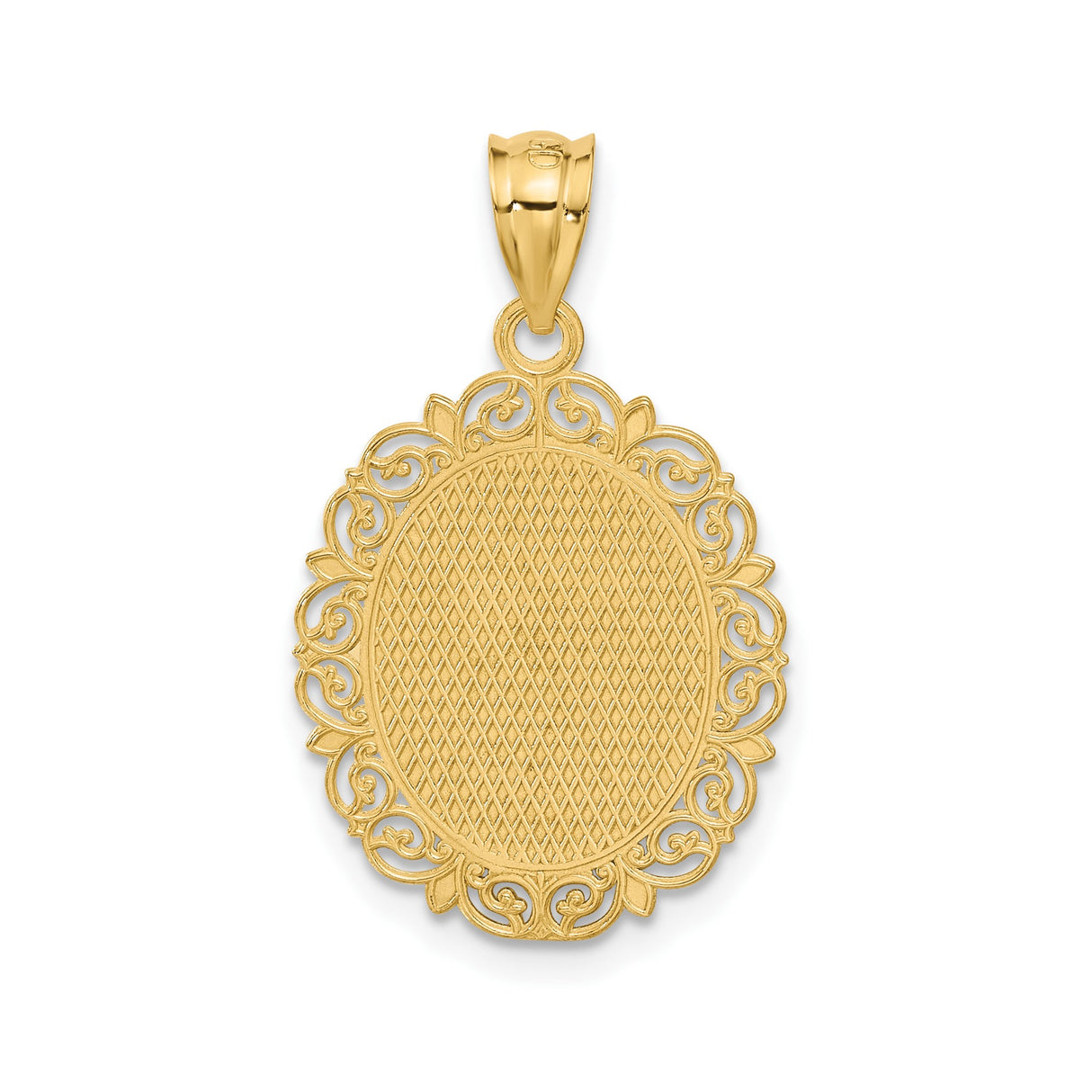 14k Yellow Gold Libra Pendant with Ornate Filigree Border and Zodiac Symbol