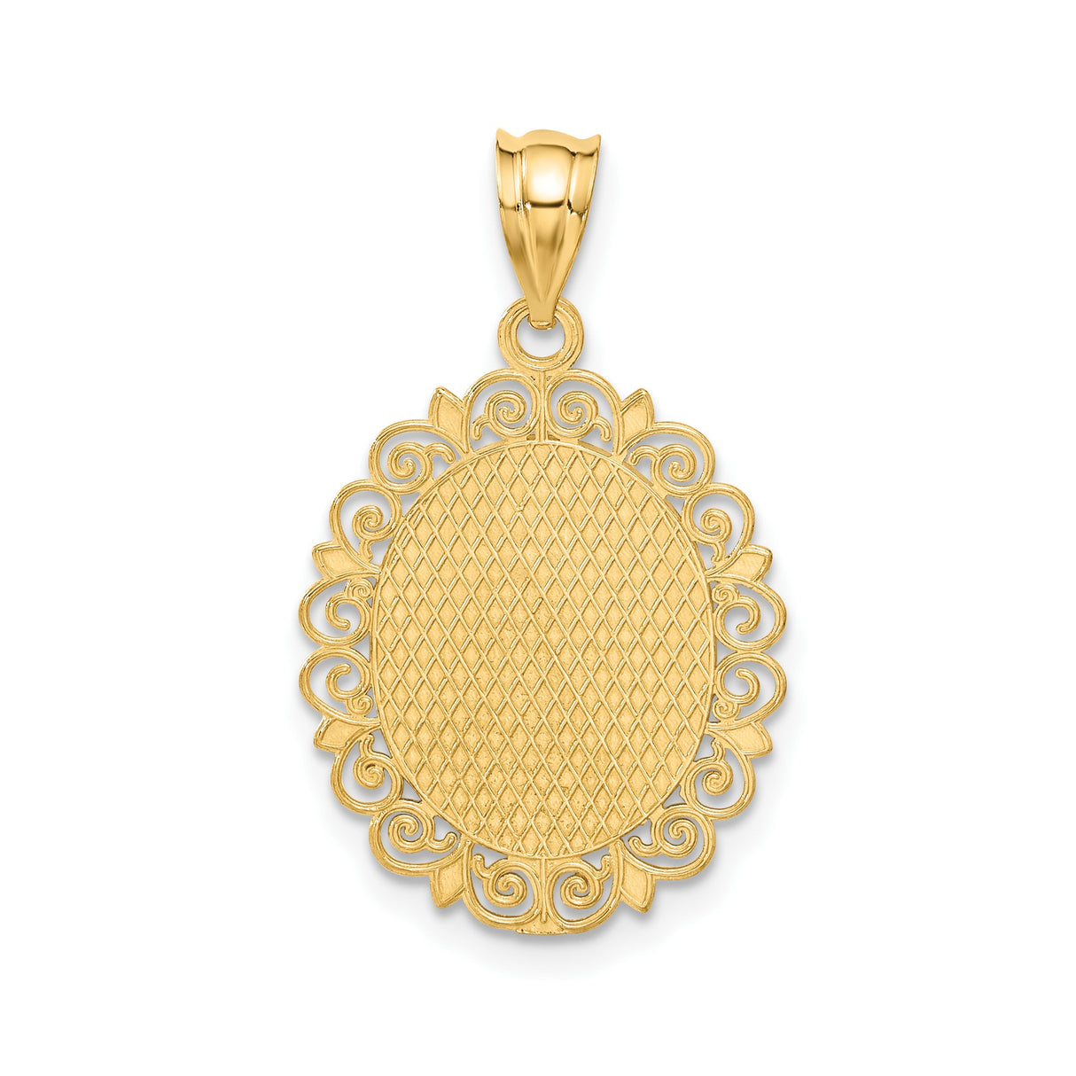 14k Yellow Gold Aquarius Zodiac Pendant with Water Bearer Symbol and Filigree Border