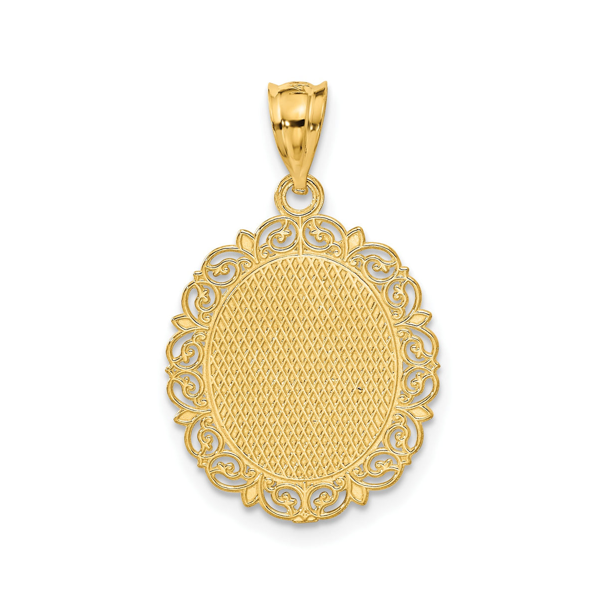 14k Yellow Gold Pisces Zodiac Pendant with Ornate Border and Two Fish Design