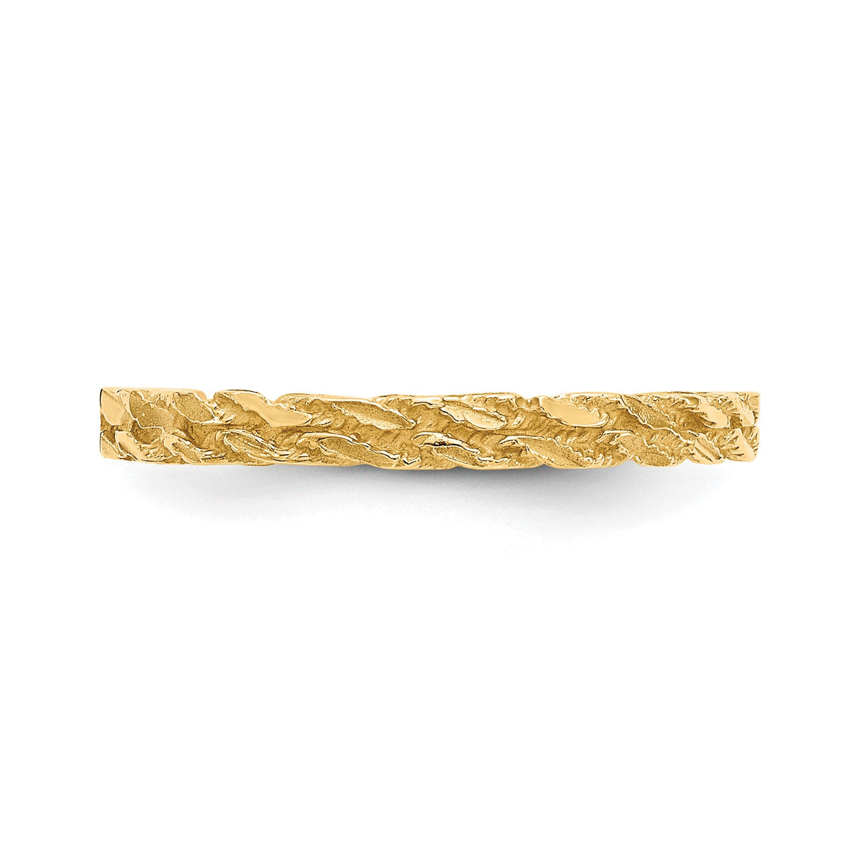 14k Yellow Gold Diamond Cut wedding band ring detail view