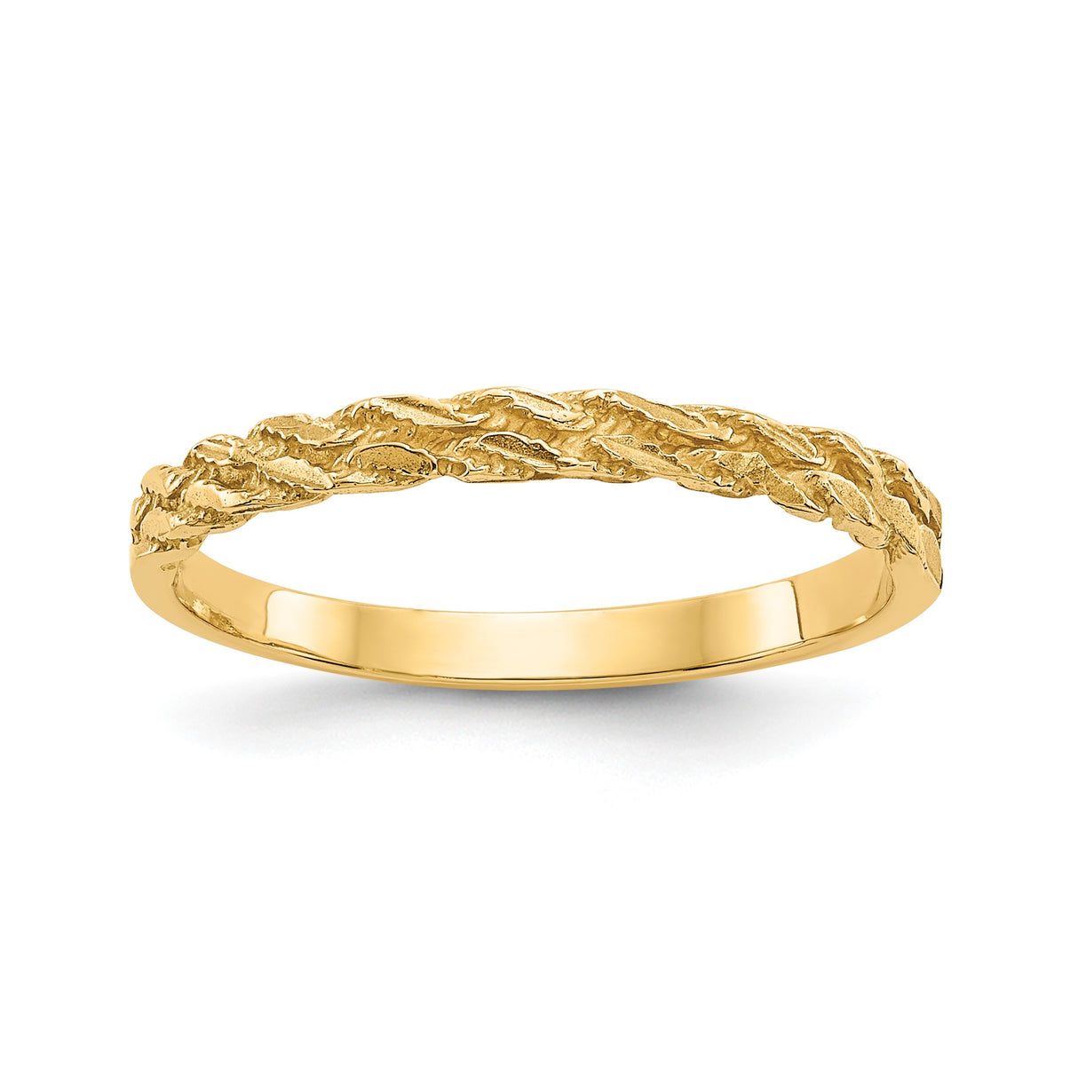 14k Yellow Gold Diamond Cut wedding band ring