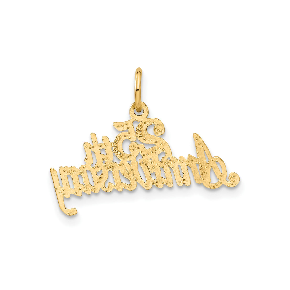 14k Yellow Gold 25th Anniversary Pendant, Script Style Marriage Milestone Charm for Women