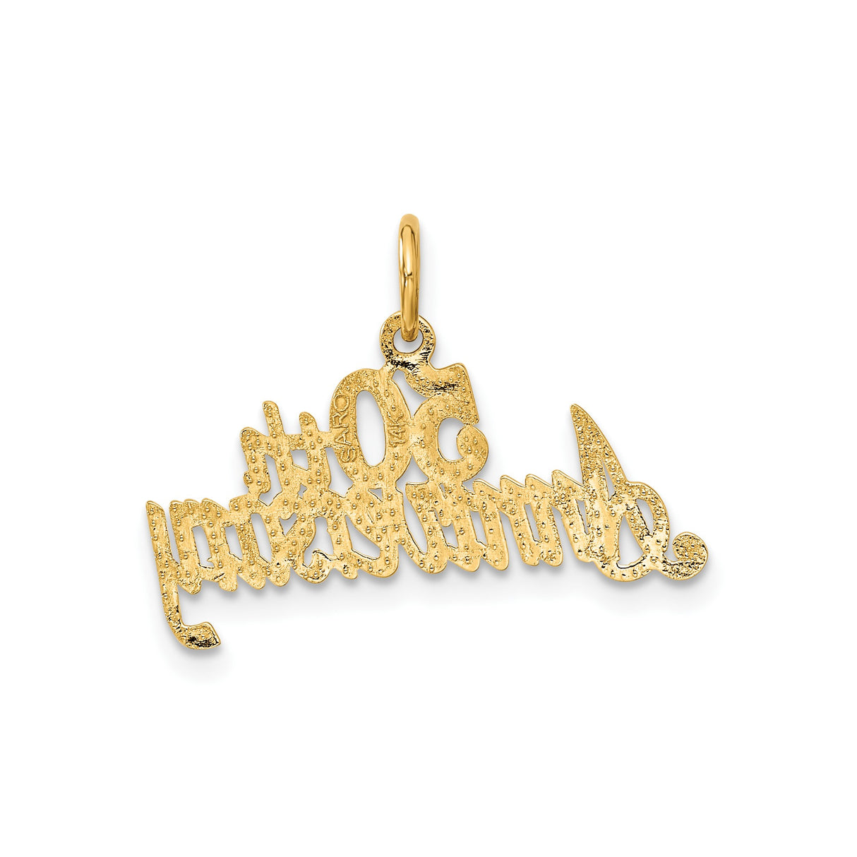 14k Yellow Gold 50th Anniversary Pendant with Script Design Milestone Charm for Women