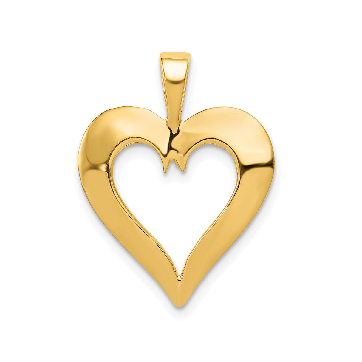 14k Yellow Gold Open Heart Pendant with Stylized Dove, Christian Religious Charm for Women