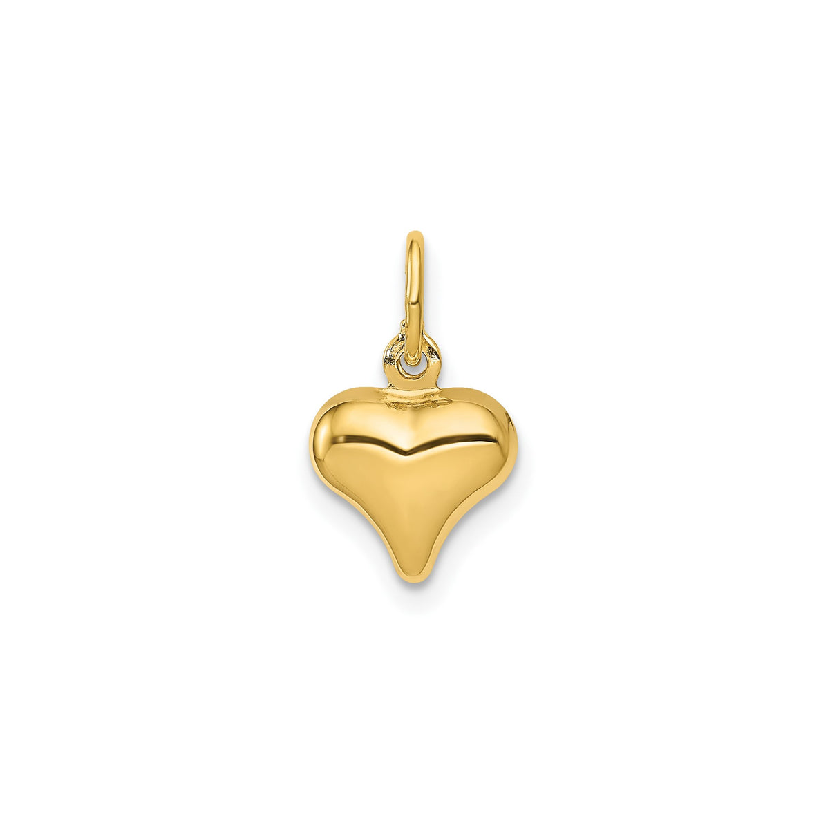 14k Yellow Gold Heart Pendant, Polished Puffed Mini Charm, Dainty Romantic Jewelry for Women