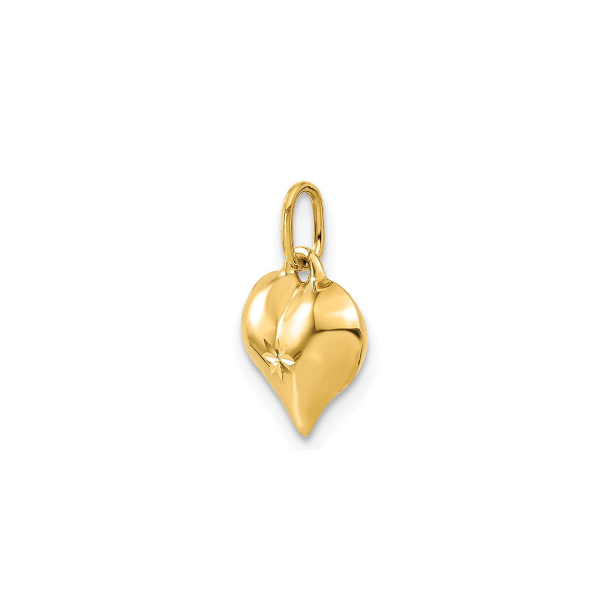 14k Yellow Gold Heart Pendant with Starburst Engraving, Romantic Fine Jewelry Charm