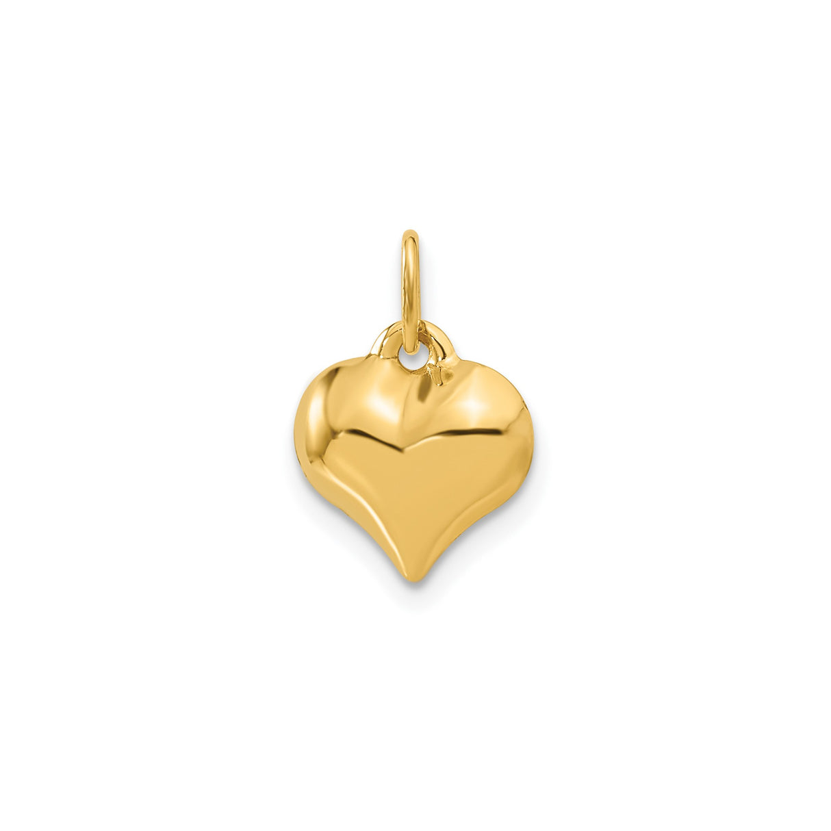 14k Yellow Gold Heart Pendant Charm, Smooth Polished Finish, Minimalist Love Design