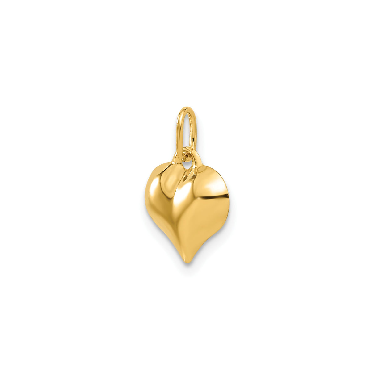 14k Yellow Gold Heart Pendant Charm, Smooth Polished Finish, Minimalist Love Design