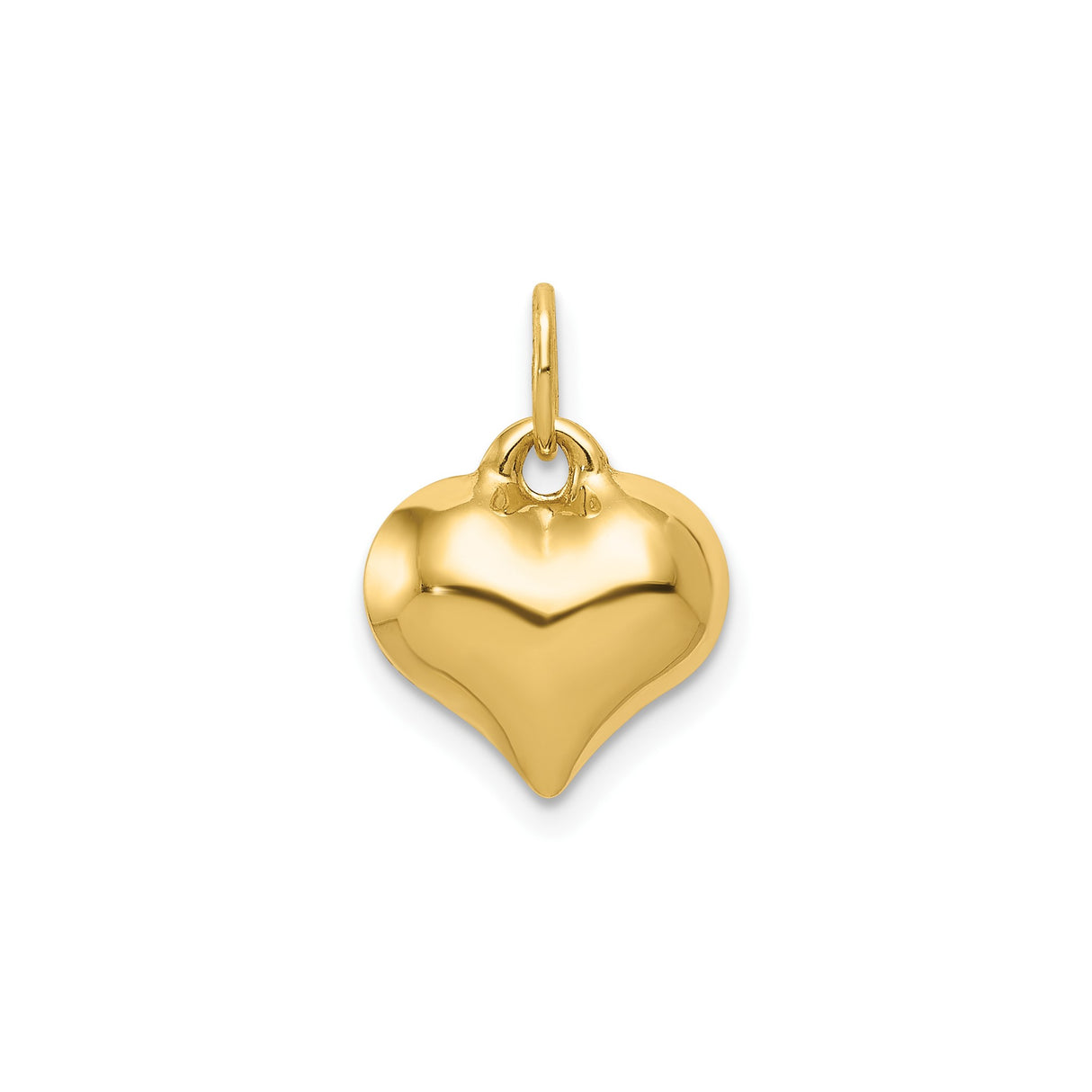 14k Yellow Gold Heart Pendant Charm, Smooth Polished Finish, Minimalist Love Design