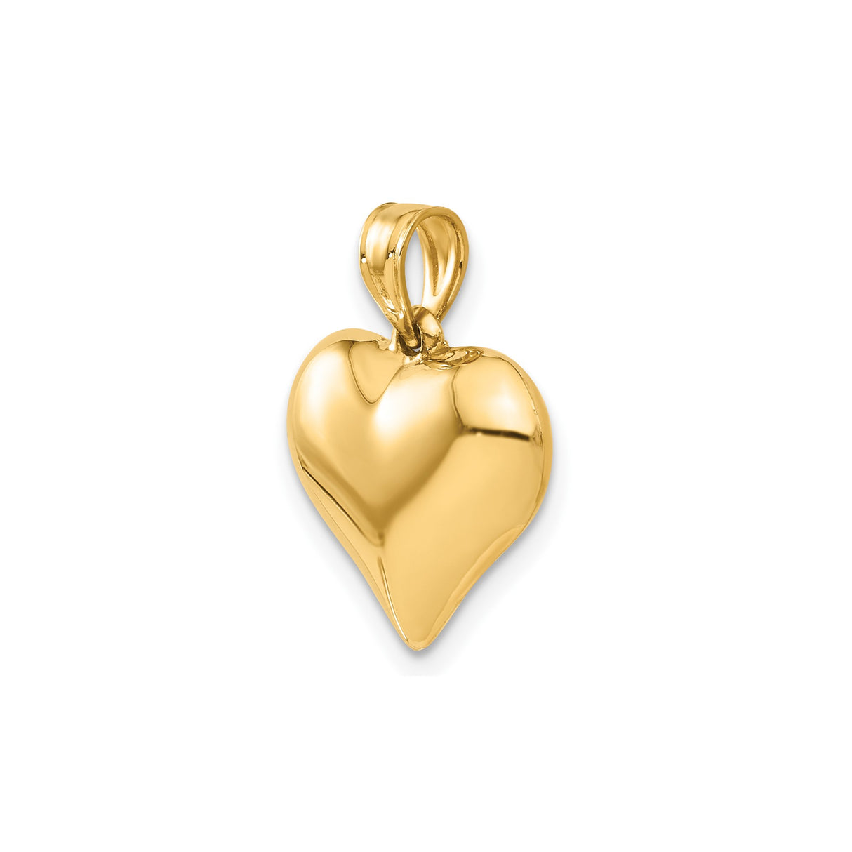 14k Yellow Gold Heart Pendant, Smooth Polished Finish, Classic Romantic Jewelry for Women