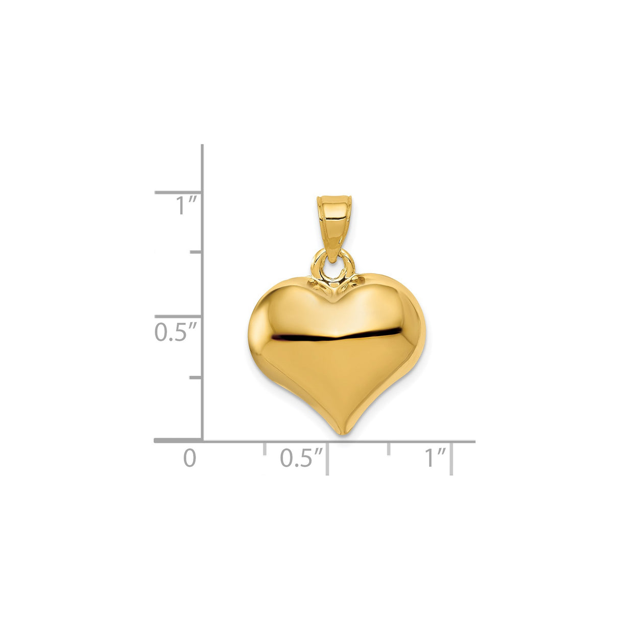 14k Yellow Gold Heart Pendant, Classic Puffed Charm with Polished High-Shine Finish for Women