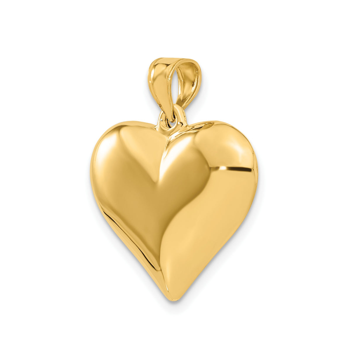 14k Yellow Gold Heart Pendant with Polished Finish, Classic Love Symbol Charm for Women