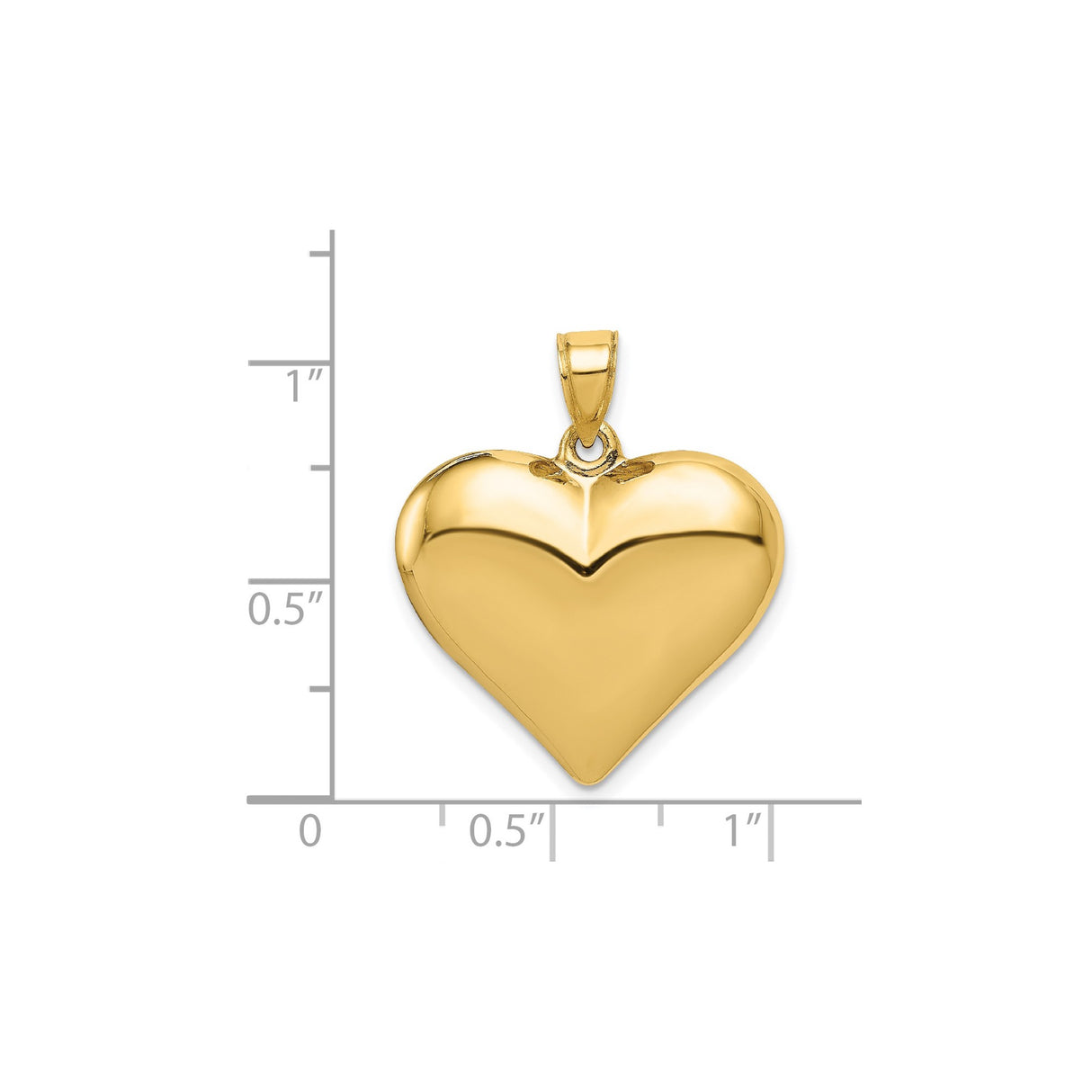 14k Yellow Gold Heart Pendant with Polished Finish, Classic Love Symbol Charm for Women
