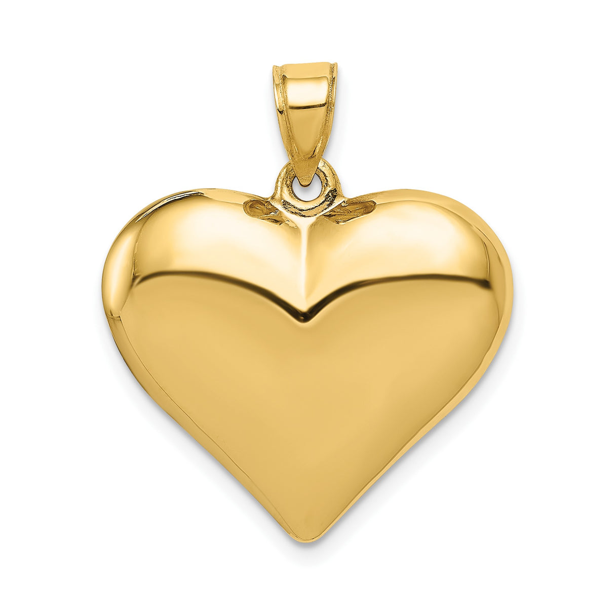 14k Yellow Gold Heart Pendant with Polished Finish, Classic Love Symbol Charm for Women