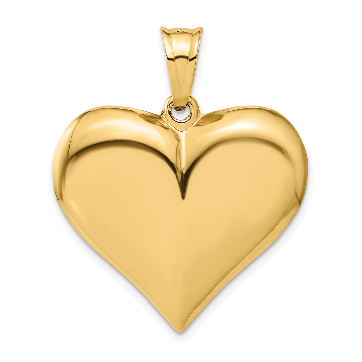 14k Yellow Gold Heart Pendant, Smooth Polished Finish, Romantic Dainty Charm for Women