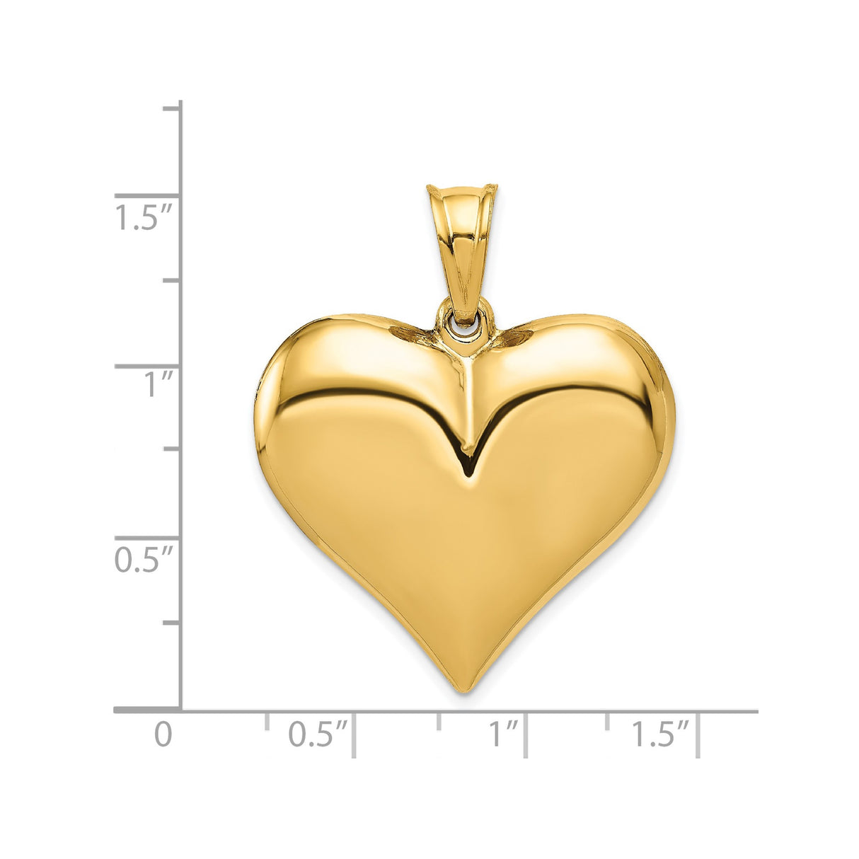 14k Yellow Gold Heart Pendant, Smooth Polished Finish, Romantic Dainty Charm for Women