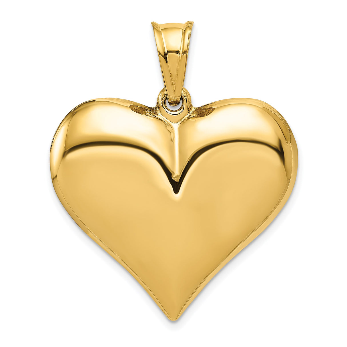 14k Yellow Gold Heart Pendant, Smooth Polished Finish, Romantic Dainty Charm for Women