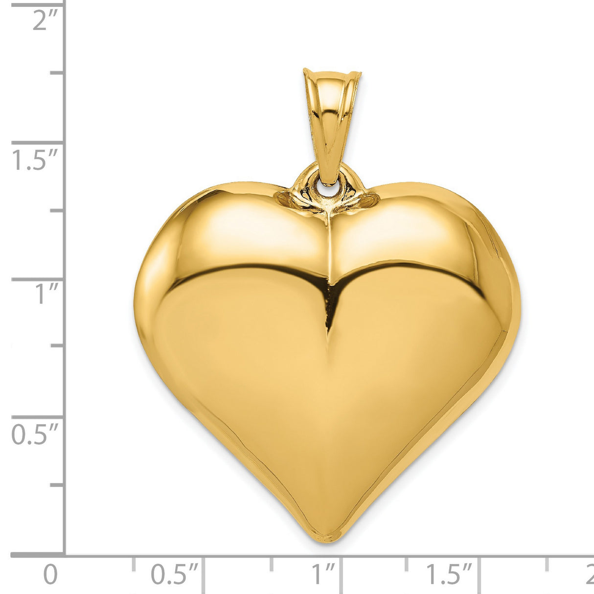 Puffed Heart Charm Pendant in Real 14k Yellow Gold