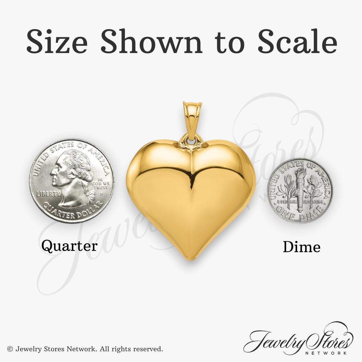 Puffed Heart Charm Pendant in Real 14k Yellow Gold