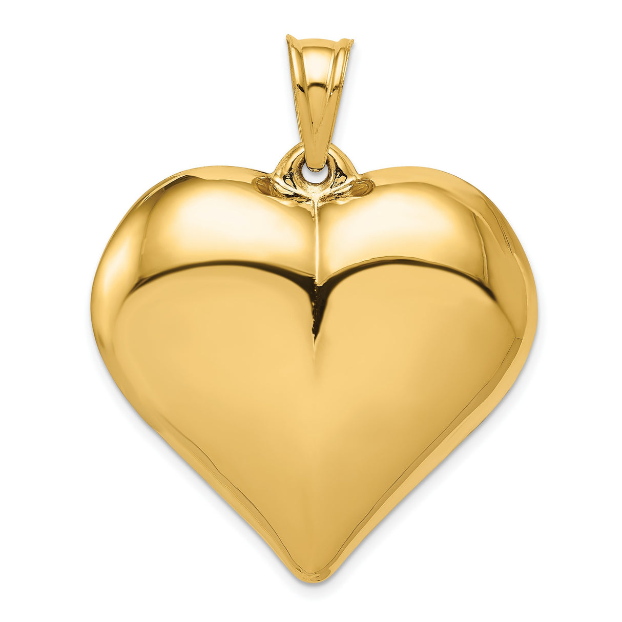 Puffed Heart Charm Pendant in Real 14k Yellow Gold
