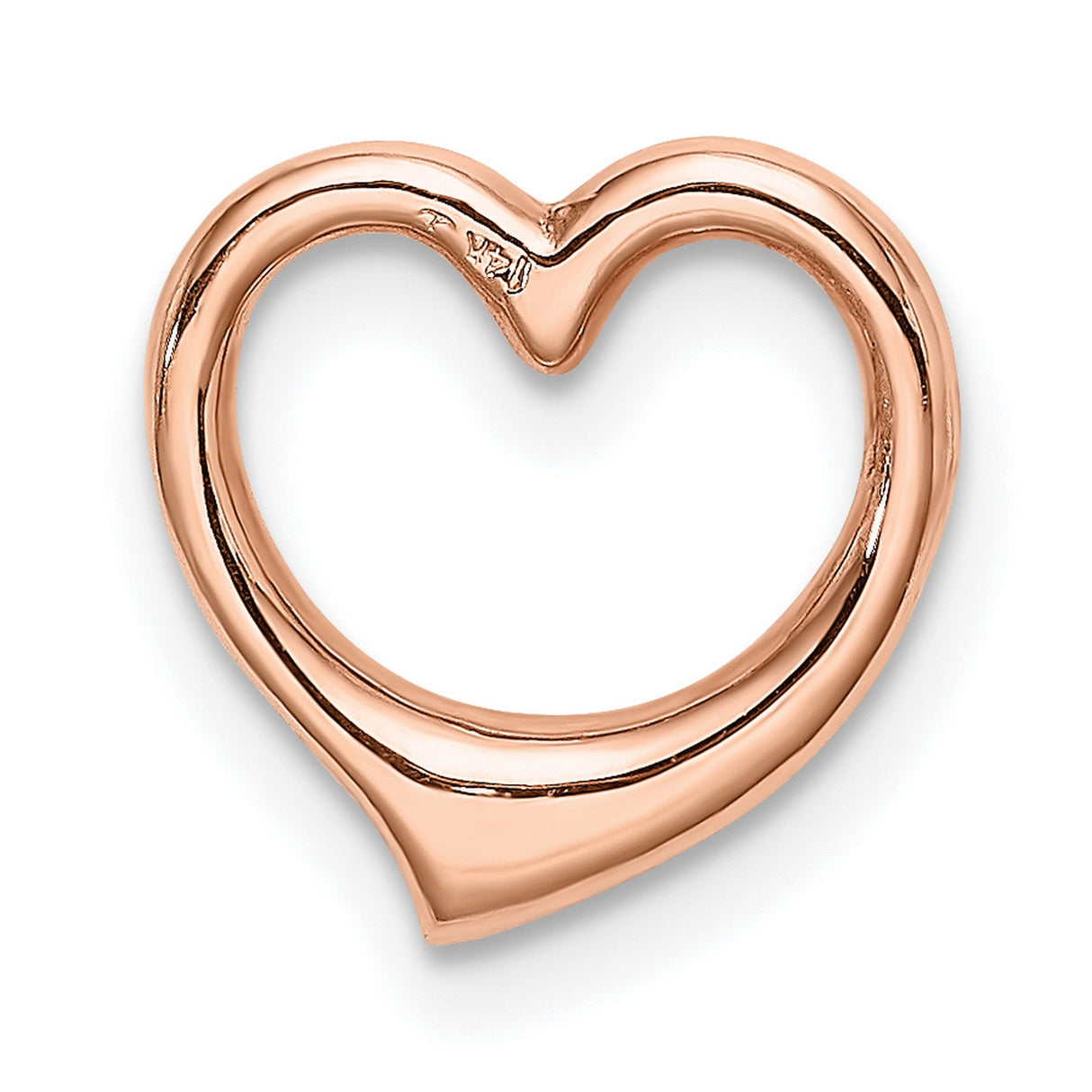 14k Rose Gold Open Heart Pendant, Minimalist Modern Design for Women
