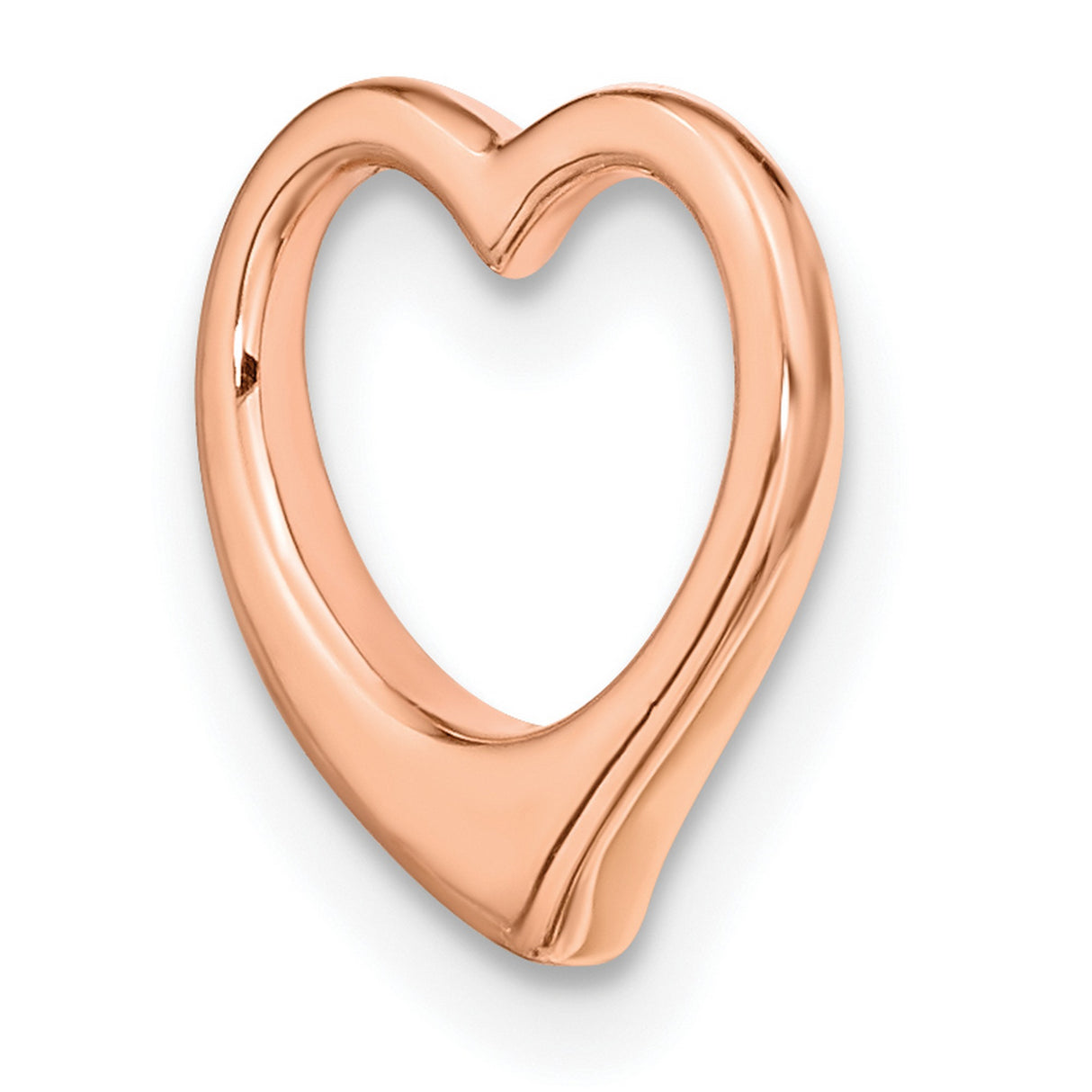 14k Rose Gold Open Heart Pendant, Minimalist Modern Design for Women