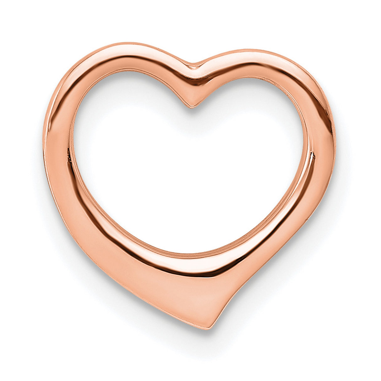14k Rose Gold Open Heart Pendant, Minimalist Modern Design for Women