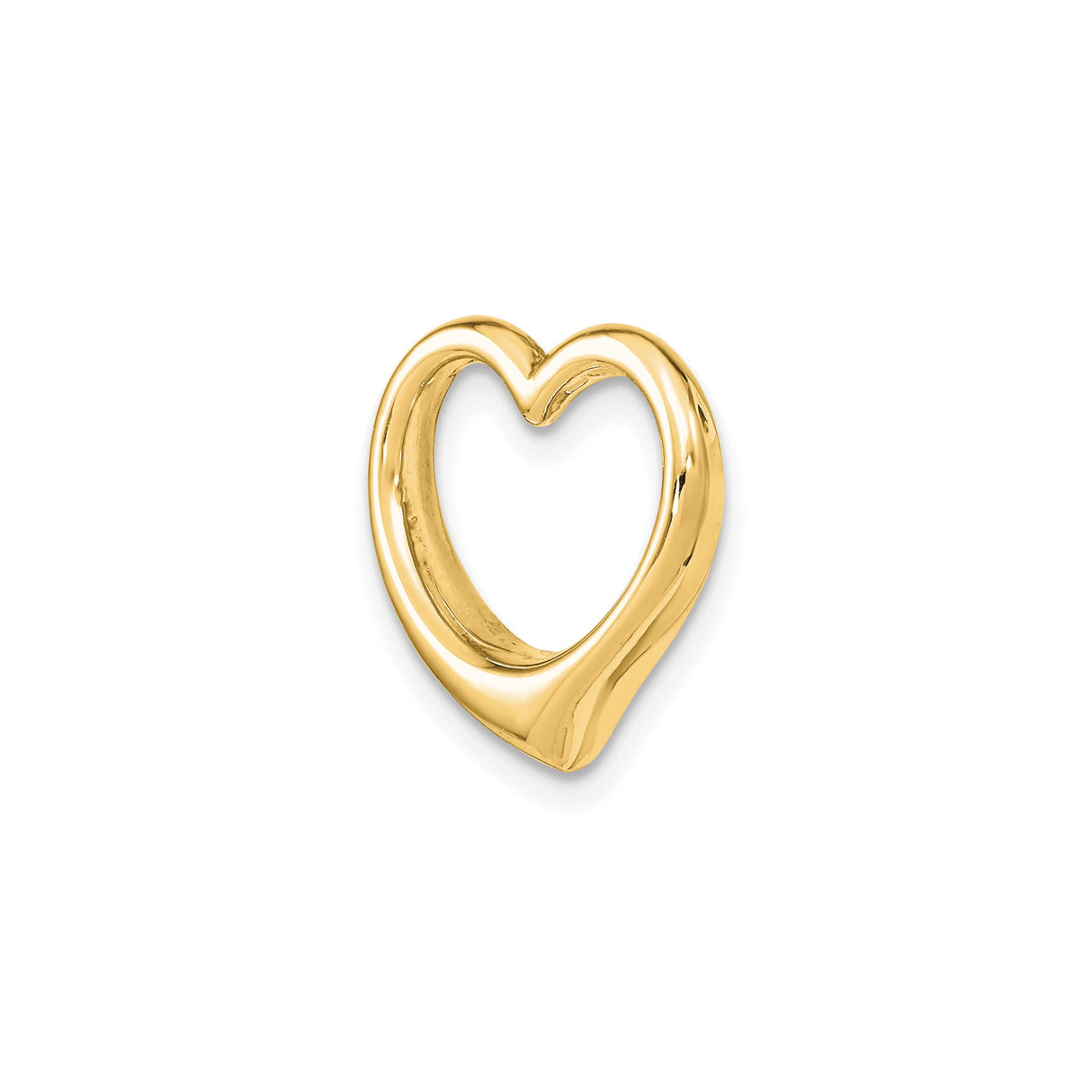 14k Yellow Gold Open Heart Pendant, Minimalist Floating Heart Charm for Women