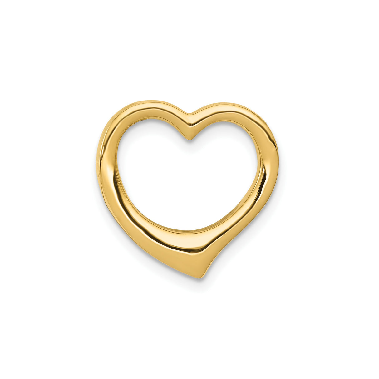 14k Yellow Gold Open Heart Pendant, Minimalist Floating Heart Charm for Women